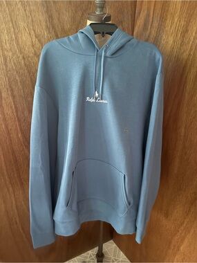 NEW POLO RALPH LAUREN sz XXL Double Knit Fleece Logo Pullover Hoodie Blue